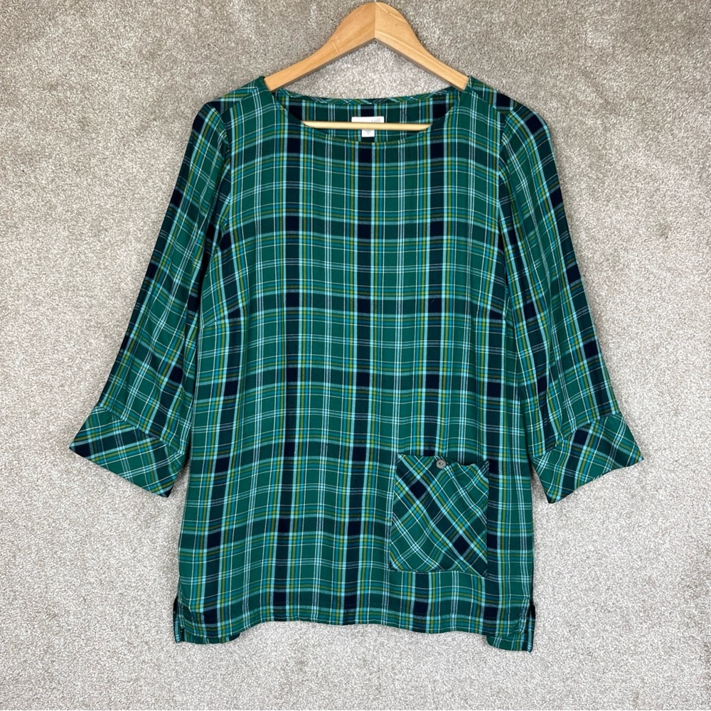 J. Jill Green Plaid Tunic Top